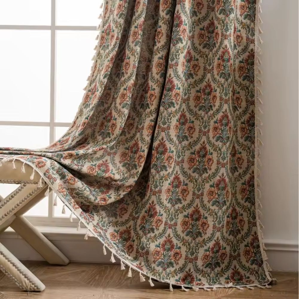 Franse Vintage Bloemen Tapisserie Gordijn