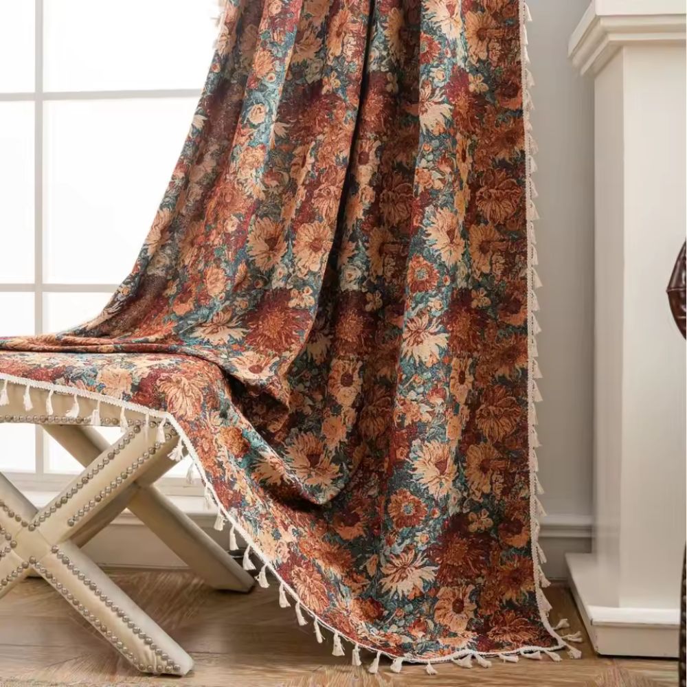 Franse Vintage Bloemen Tapisserie Gordijn