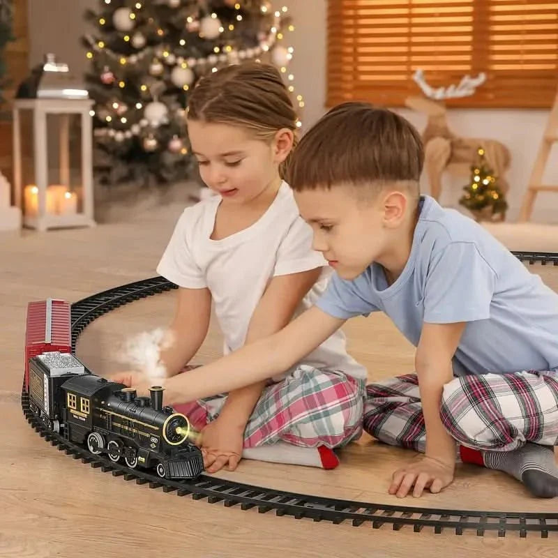Elektrische Kersttrein Set – Feestelijk Speelgoed met Flexibele Rails voor Magische Winteravonden