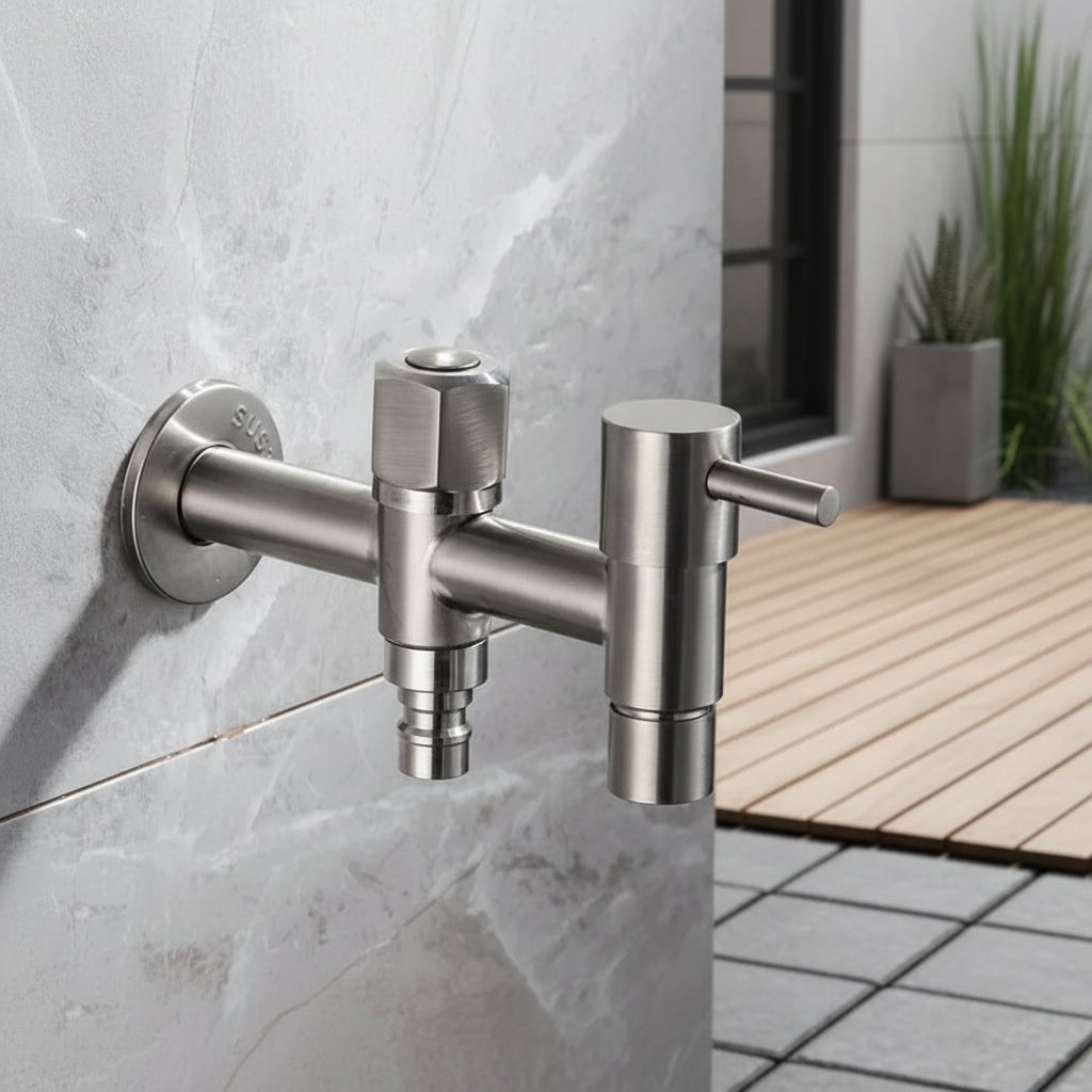 RVS Wandkraan – RVS 304, G1/2 Aansluiting & Slangaansluiting