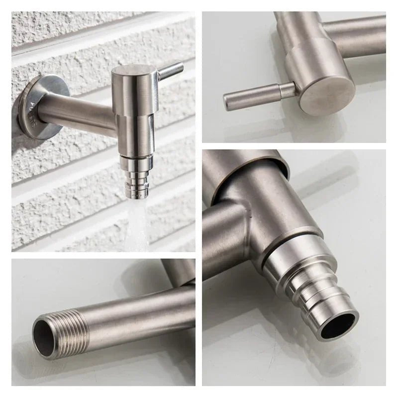 RVS Wandkraan – RVS 304, G1/2 Aansluiting & Slangaansluiting
