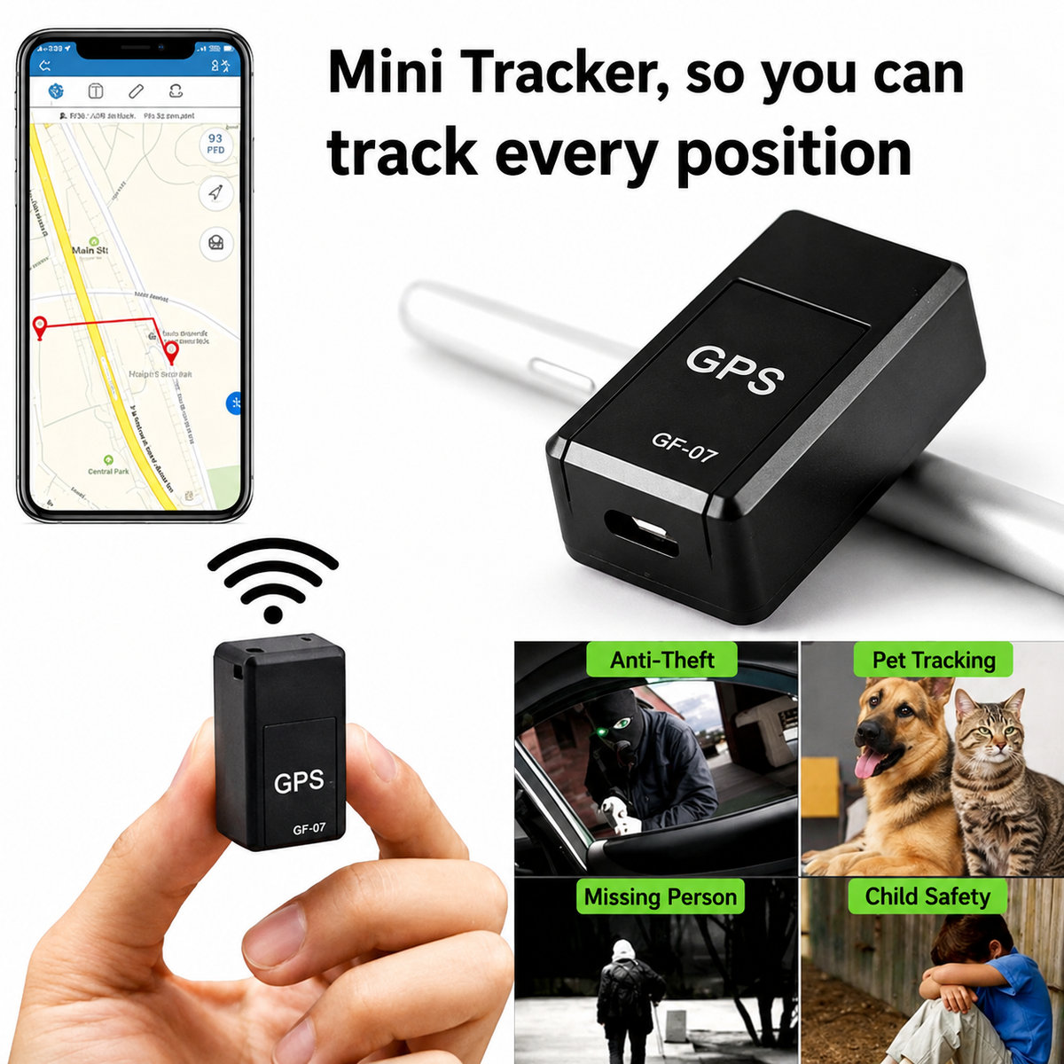 Mini GPS-tracker met magneet: Real-time tracking zonder abonnement
