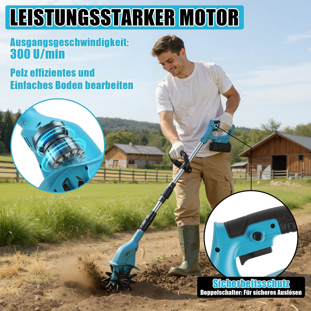 550W Accu Tuinfrees met 2 Accu's Draagbaar