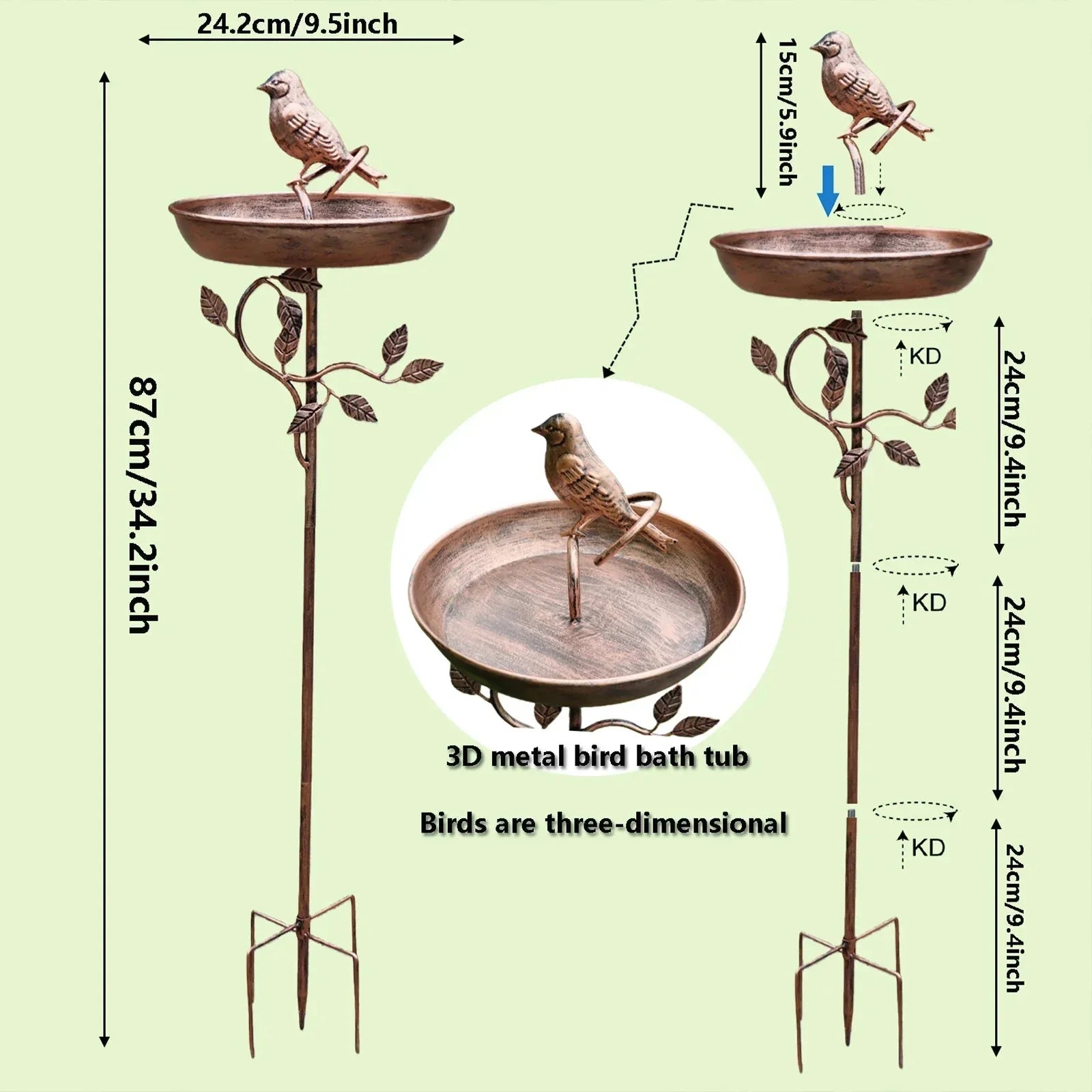 Vogelbad | Decoratieve Schaal | Stevige Piek | GardenShine