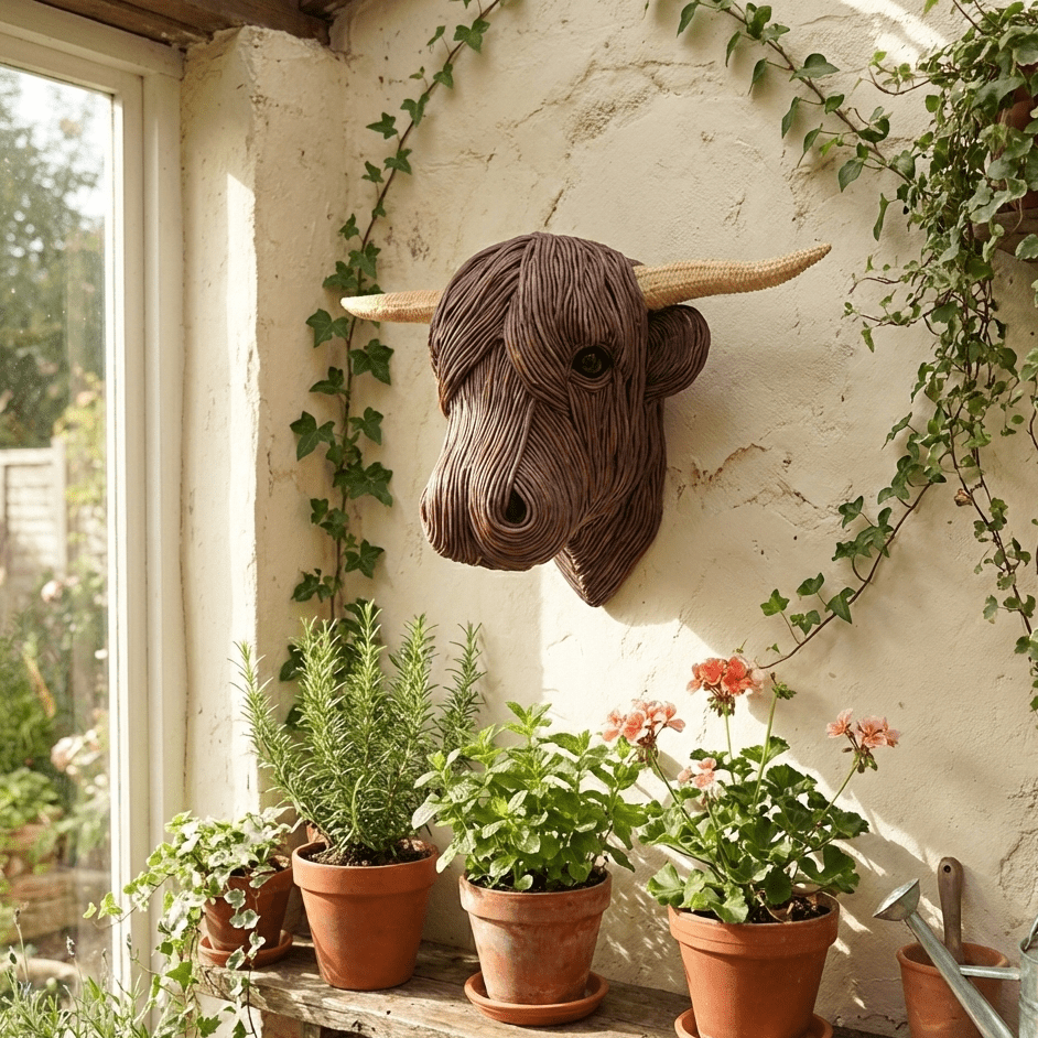 BOVINEART – Elegante Koe-Wandsculptuur in Landhuisstijl