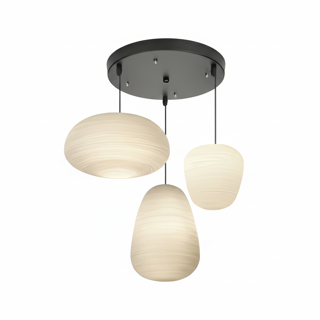 Noordse Moderne Geribbelde Opal Witte Globe Glas Hanglamp