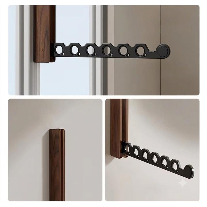Opvouwbare houten kledinghanger voor aan de muur, ruimtebesparend wandontwerp