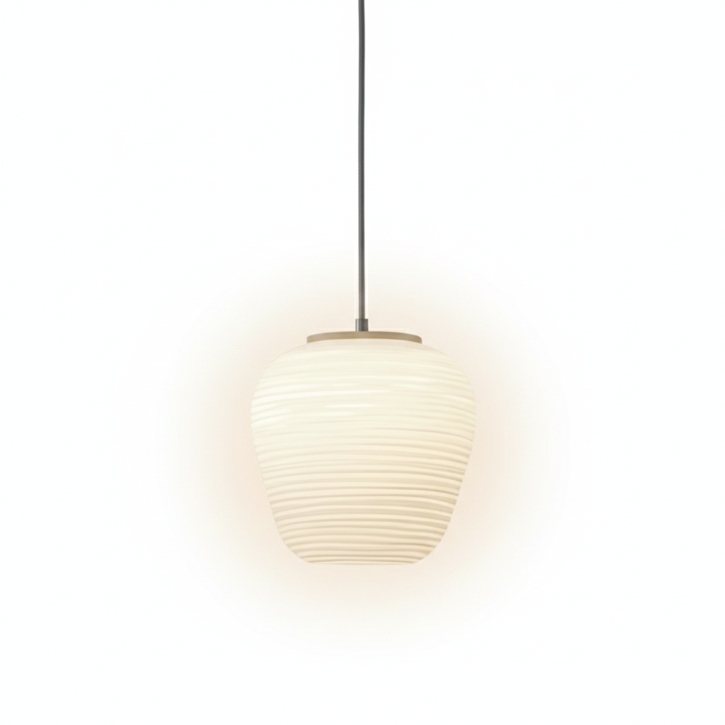Noordse Moderne Geribbelde Opal Witte Globe Glas Hanglamp