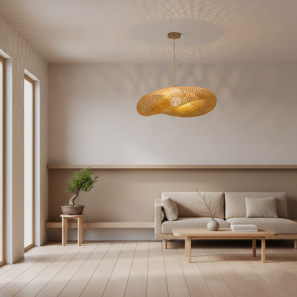 Aira Handgeweven Natuurlijke Bamboe Hanglamp