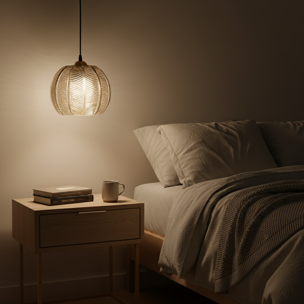 Noordse Groene Bladpatroon Glazen Hanglamp