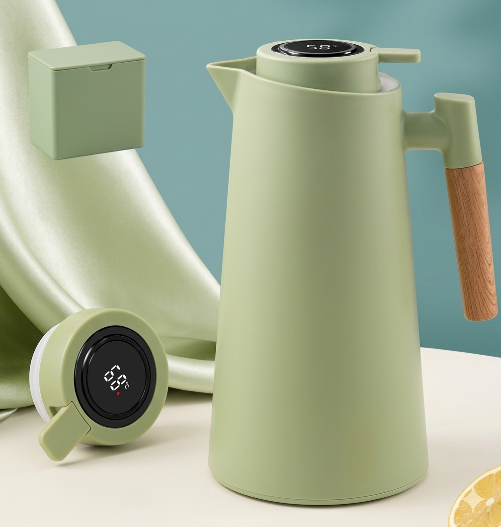 Thermoskan met temperatuurweergave | Isolatiefles 1 liter voor koffie & thee | Heatina