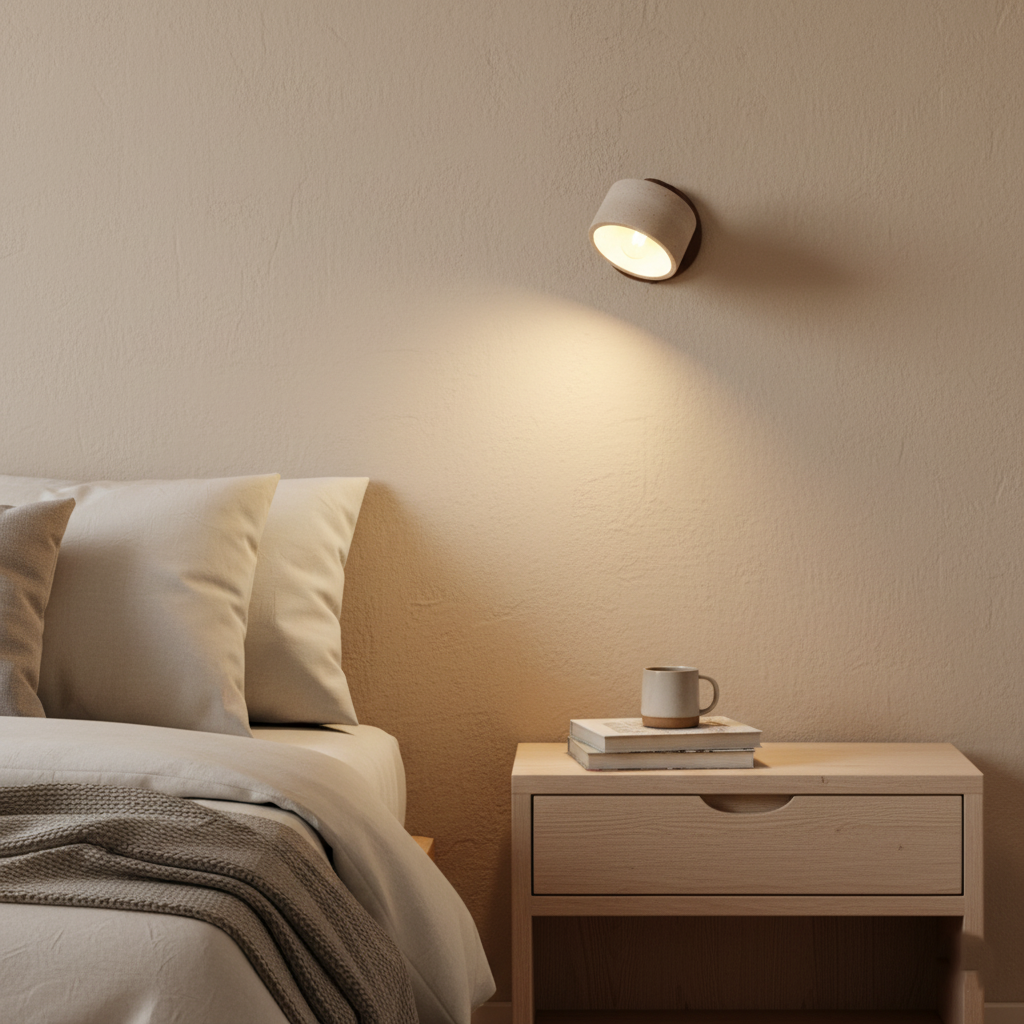 Studie Lezen Minimalistische Travertijn Steen Wandlamp