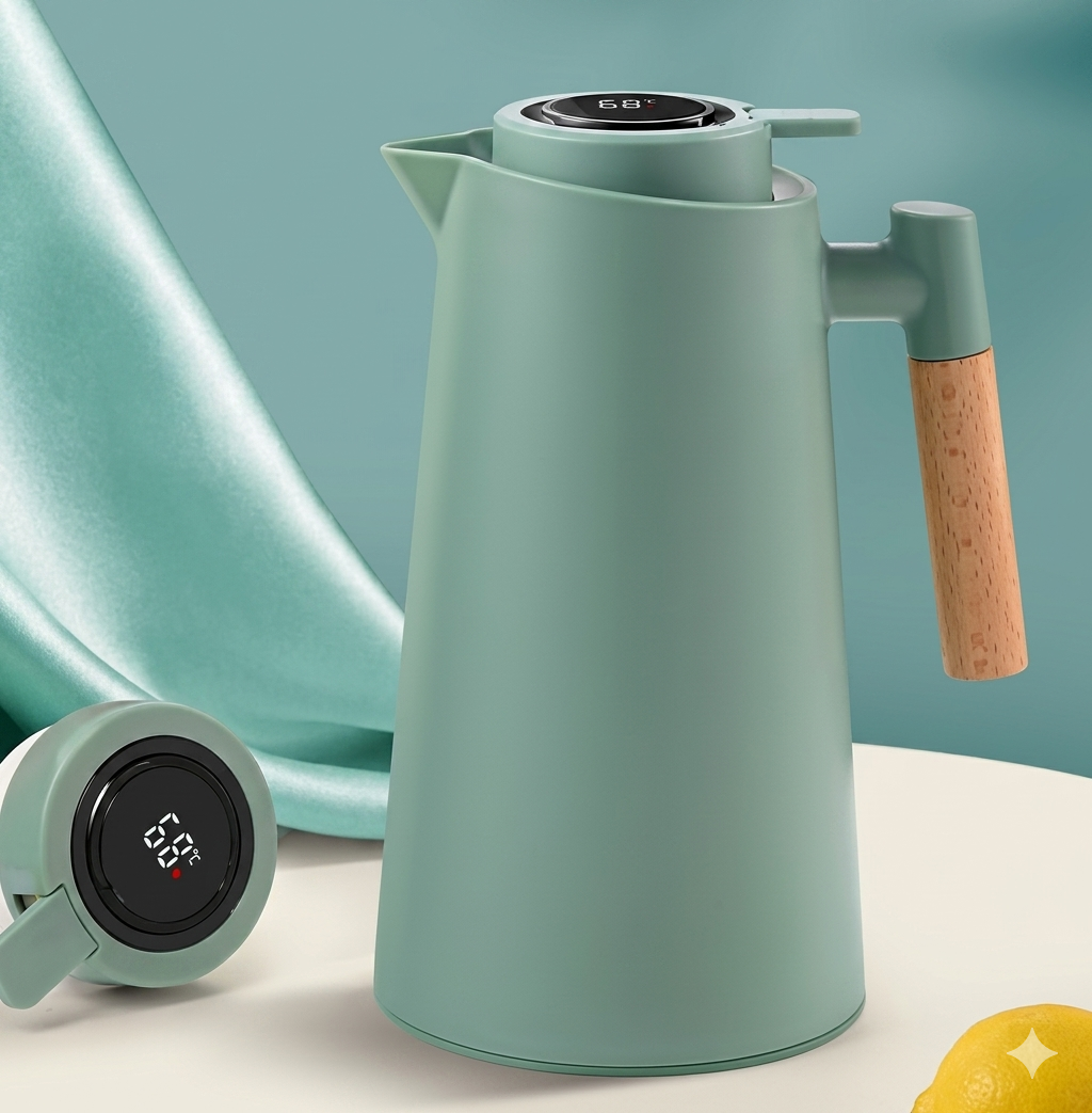 Thermoskan met temperatuurweergave | Isolatiefles 1 liter voor koffie & thee | Heatina