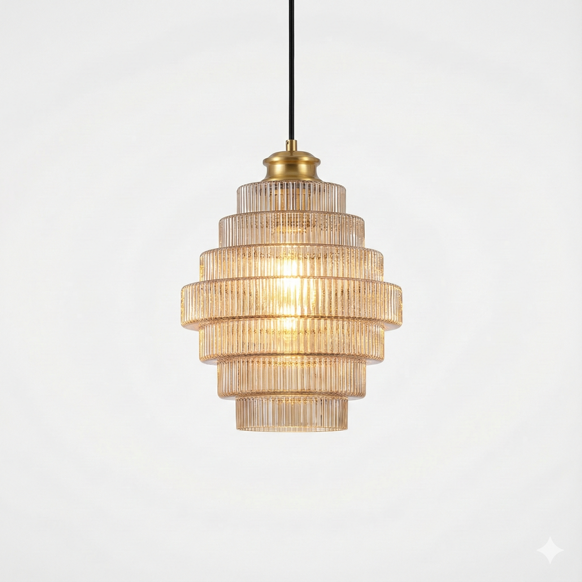 Kaela Vintage Gestreepte Glazen Hanglamp
