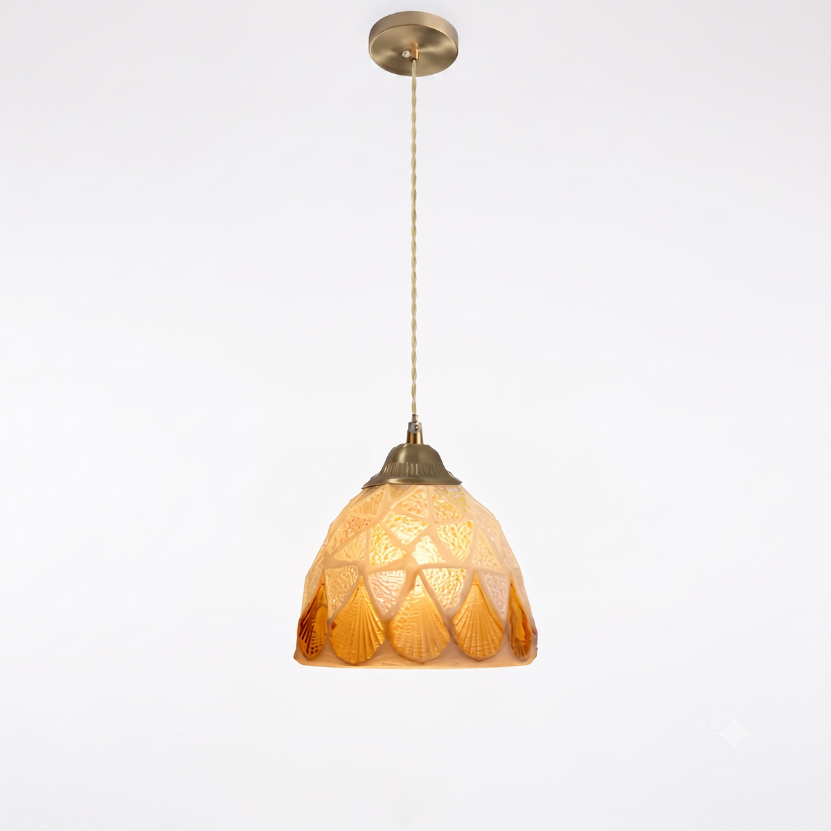 Retro Kleurrijke Natuurlijke Schelp Handgemaakte Messing Hanglamp