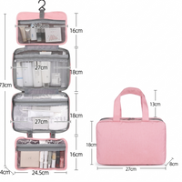 Travelique Reiskosmetik Organizer | Compact & Waterafstotend | Met 4 vakken & 360° haak | Voor dames & heren