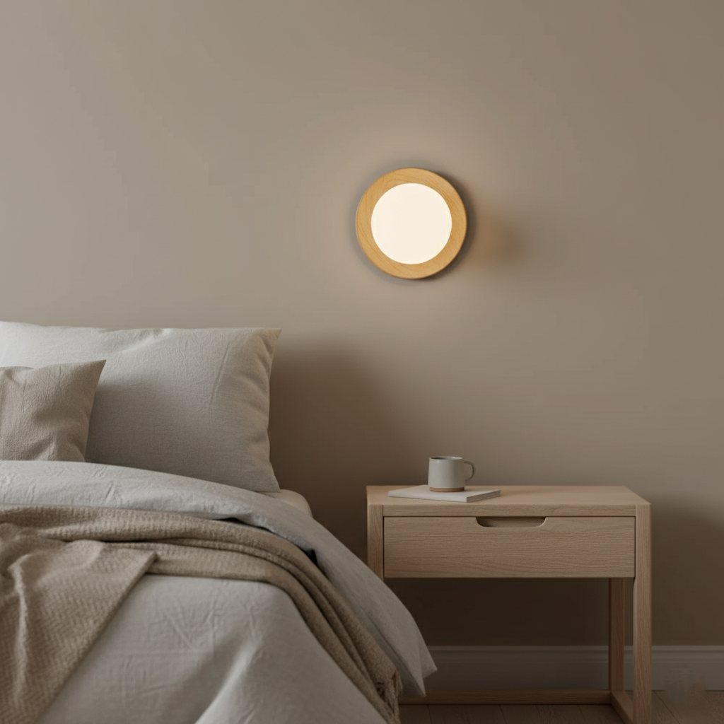 Noordse Minimalistische Natuurlijke Houten LED Wandlamp