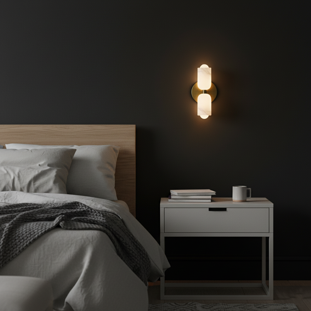 Elegant Crème Acryl Metaal Basis Minimalistische Wandlamp