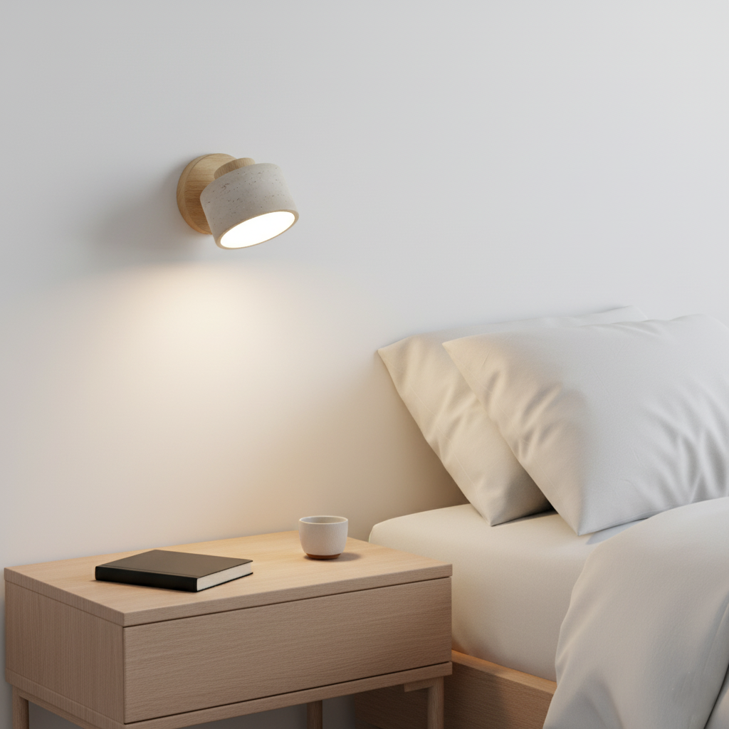 Studie Lezen Minimalistische Travertijn Steen Wandlamp
