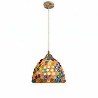 Retro Kleurrijke Natuurlijke Schelp Handgemaakte Messing Hanglamp