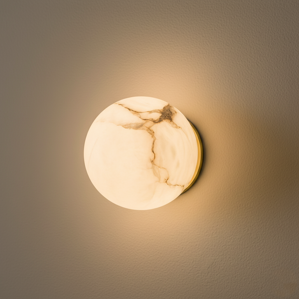 Alabaster Elegance Japandi Mini Orb Wandlamp