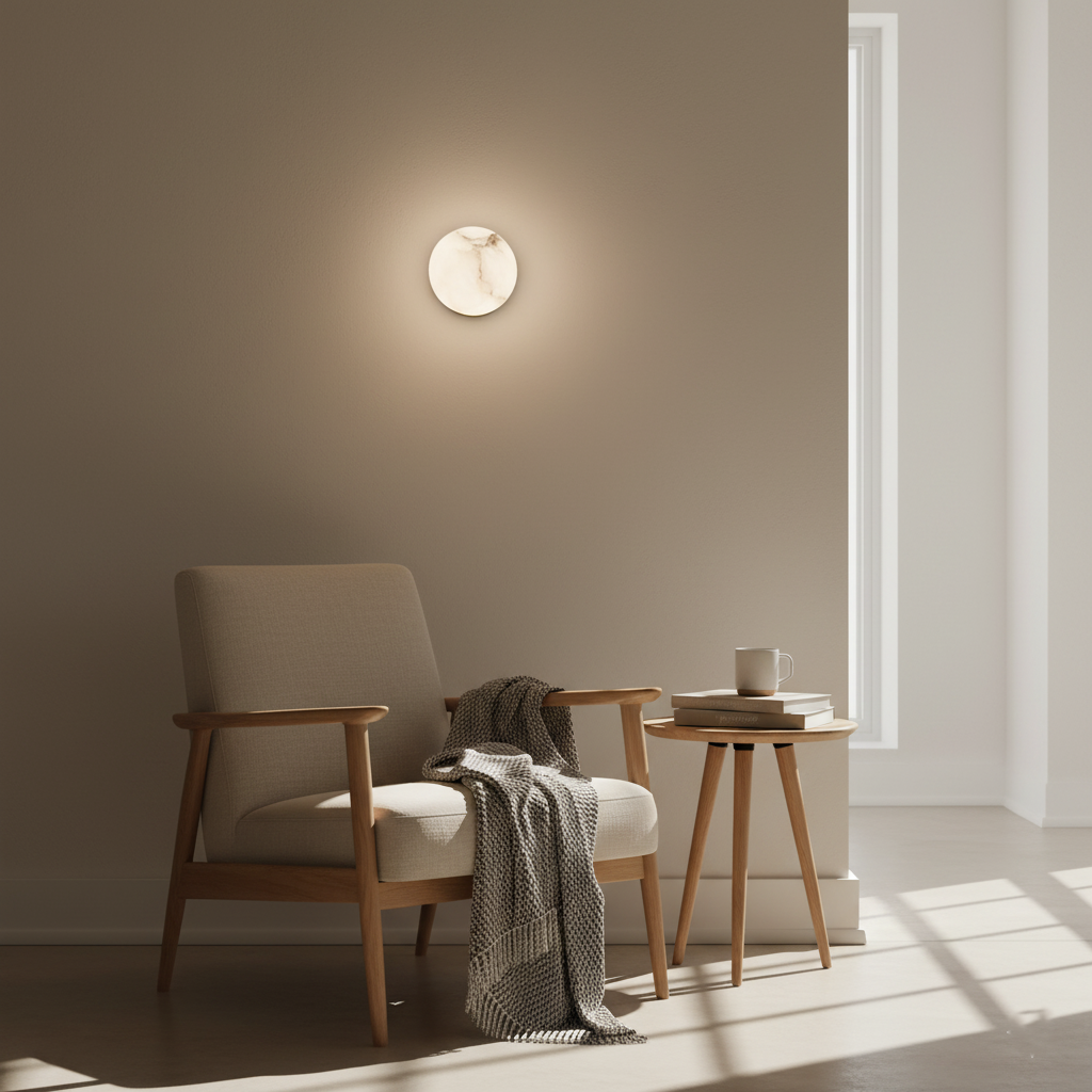 Alabaster Elegance Japandi Mini Orb Wandlamp
