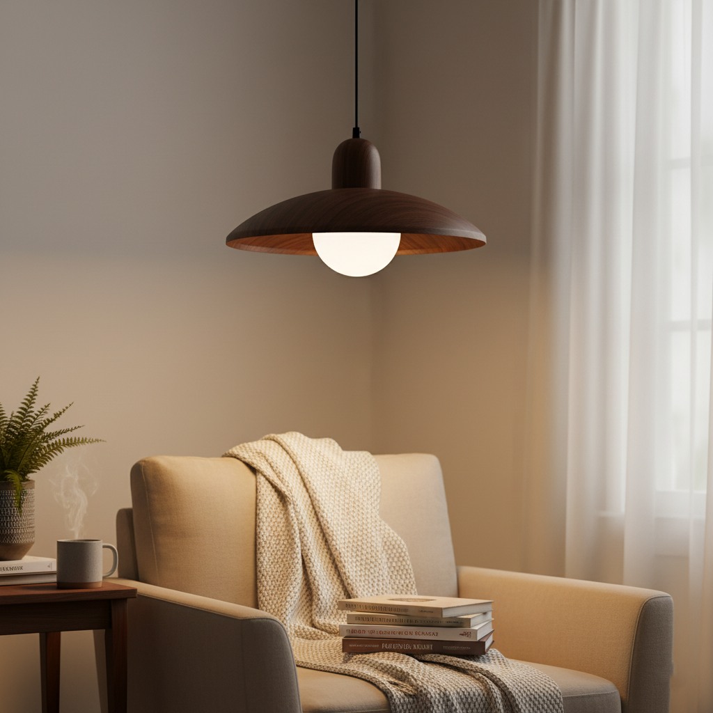 Japanse Wabi-Sabi Walnoot Hanglamp