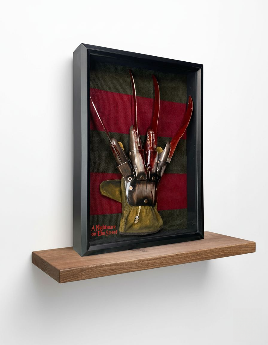 Freddy Krueger Handschoen & Trui Shadow Box | A Nightmare on Elm Street Houten Fotolijst