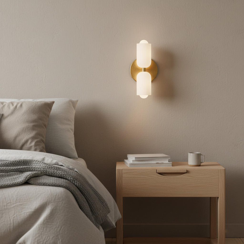 Elegant Crème Acryl Metaal Basis Minimalistische Wandlamp