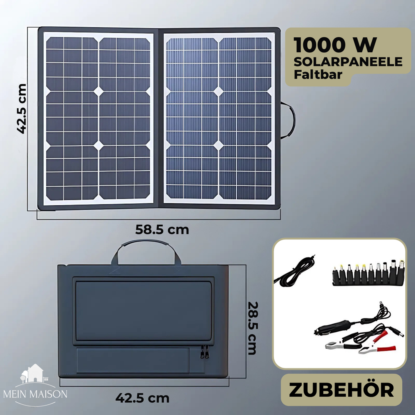 SolaraX 1000W Opvouwbare Zonnepaneel Kit | Compleet pakket met MPPT & USB/Type-C | Voor Kamperen, Auto, Boot & Caravan
