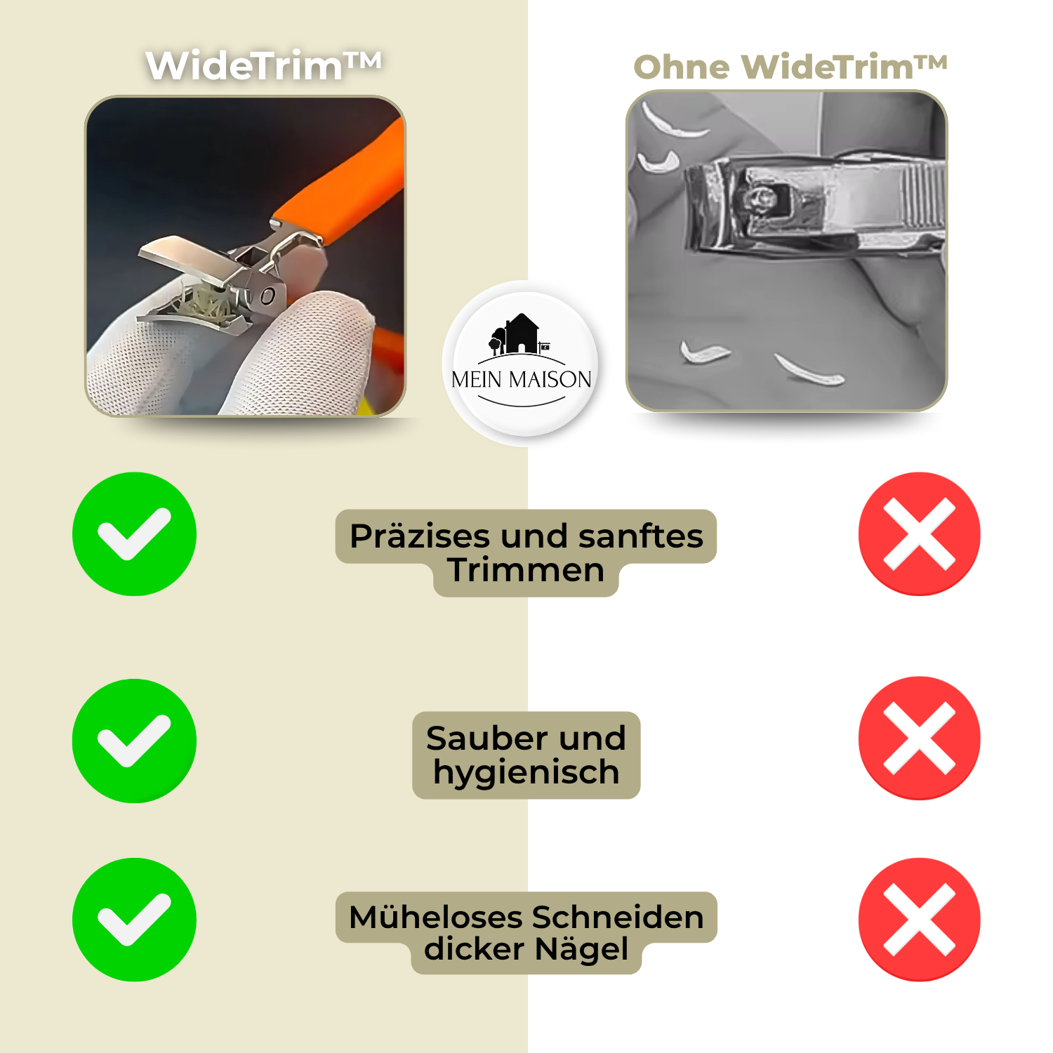 Nagelknipper WideTrim | Extra Brede Snijklep | Anti-Spat Ontwerp | Roestvrij Staal