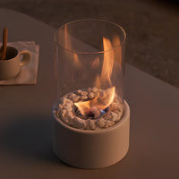Tafel Bio-ethanol Haard met Glazen Cilinder en Metalen Basis