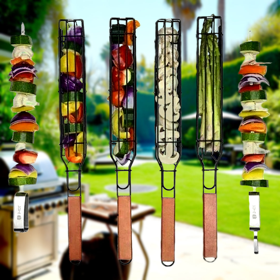 Grillmand met houten handvat | Draagbare, niet-klevende BBQ-korf voor buite
