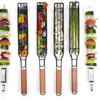 Grillmand met houten handvat | Draagbare, niet-klevende BBQ-korf voor buite