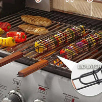Grillmand met houten handvat | Draagbare, niet-klevende BBQ-korf voor buite