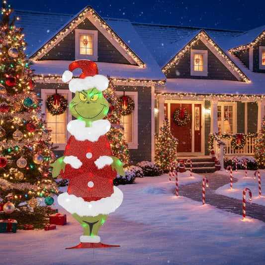 TWINKLON – Feestelijke Grinch-tuinversiering met LED-verlichting voor een kerstachtige sfeer in de buitenlucht