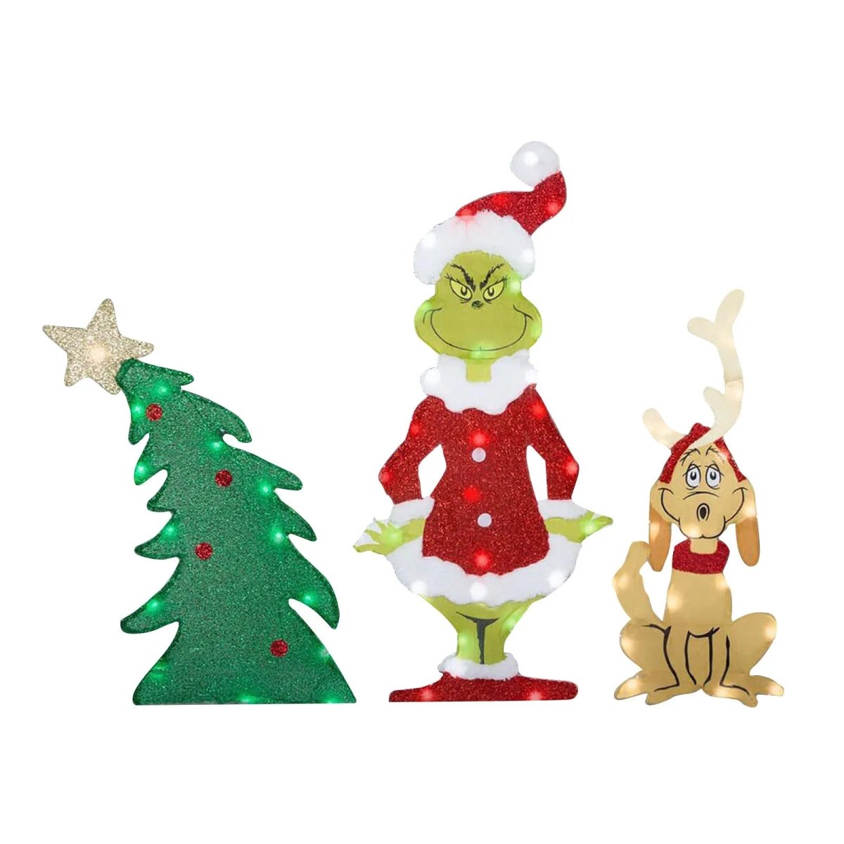 TWINKLON – Feestelijke Grinch-tuinversiering met LED-verlichting voor een kerstachtige sfeer in de buitenlucht