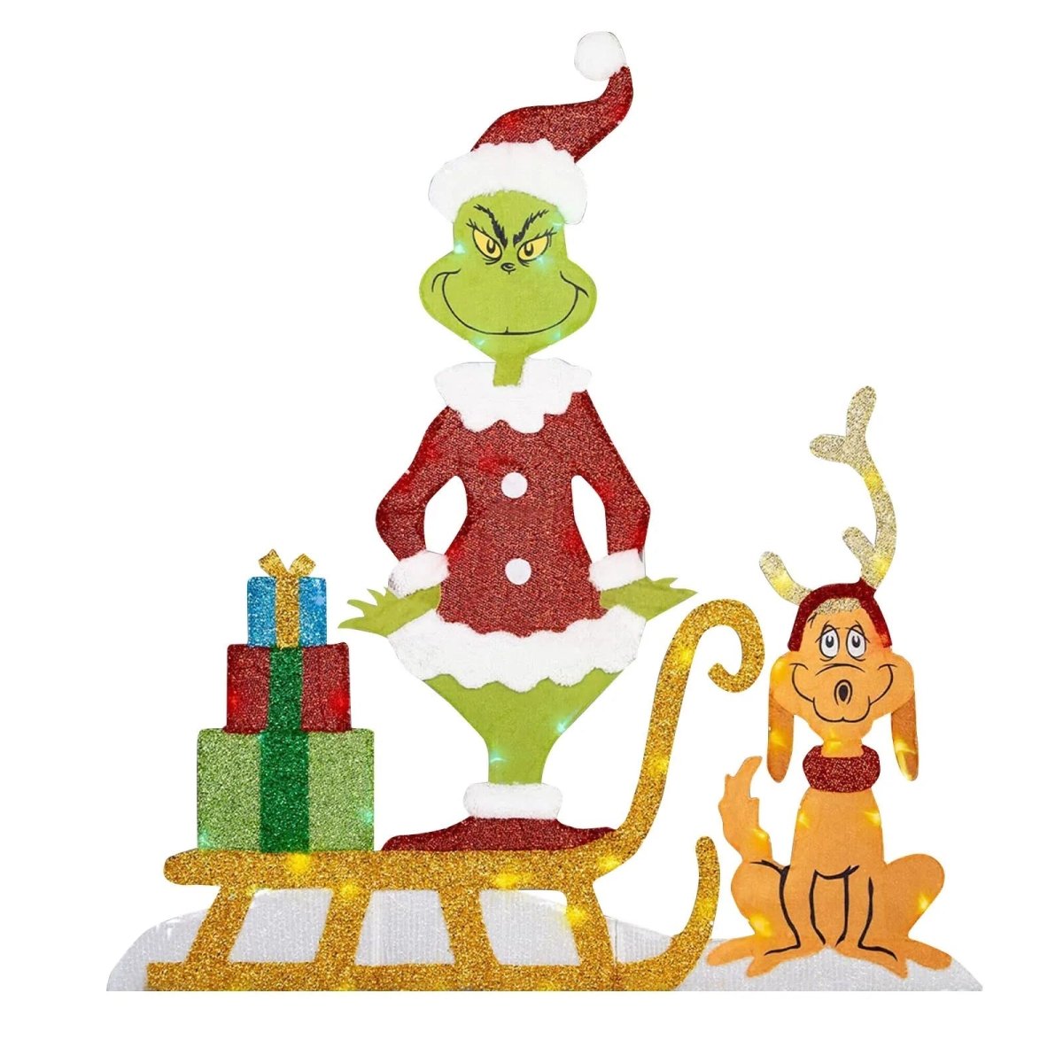 TWINKLON – Feestelijke Grinch-tuinversiering met LED-verlichting voor een kerstachtige sfeer in de buitenlucht