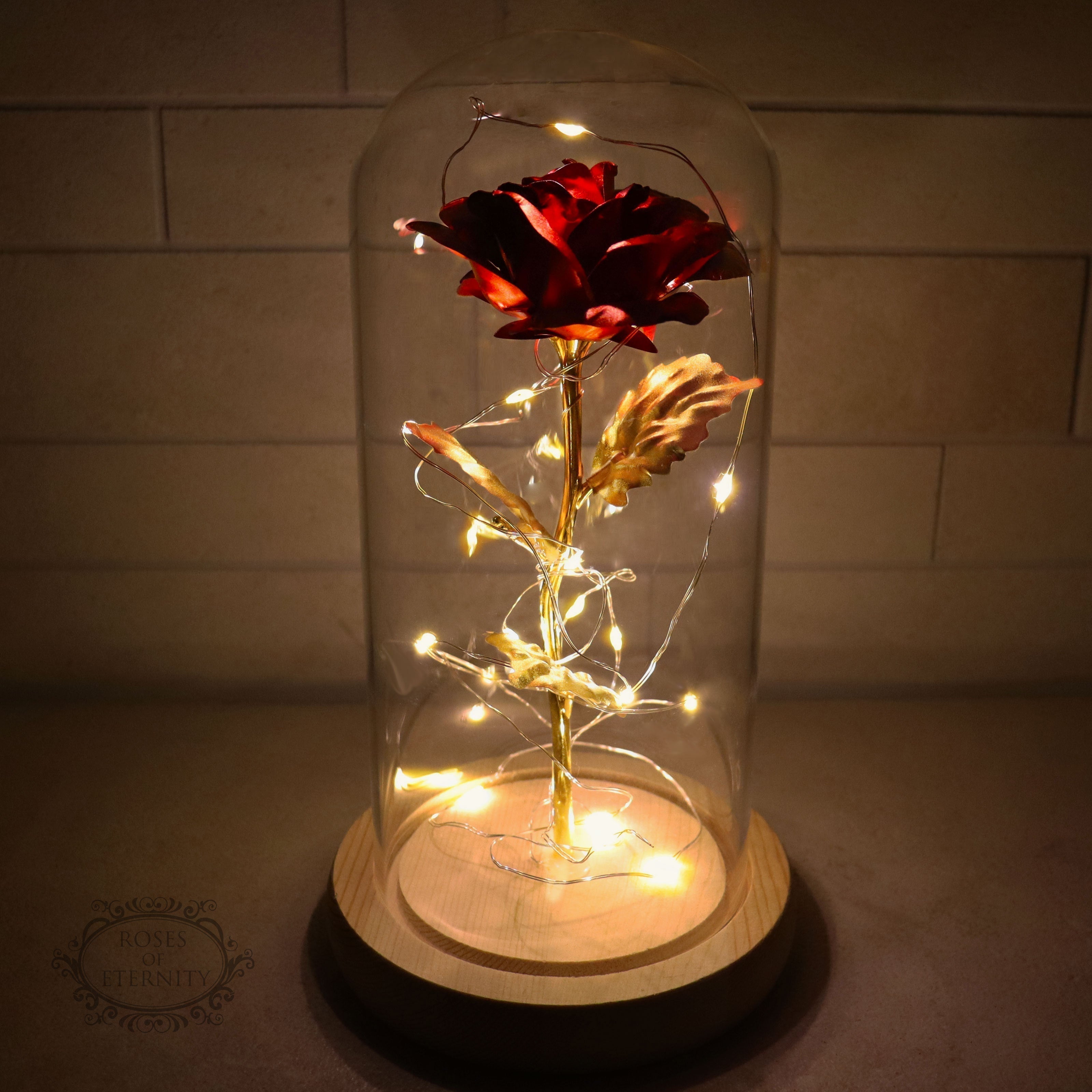 Glazen Koepel LED Roos Decoratieve Tafellamp