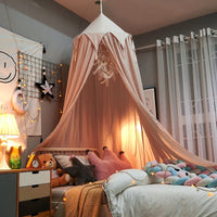 LumaNest Kinderbedtent Met Kwastjes In Wit Roze Grijs
