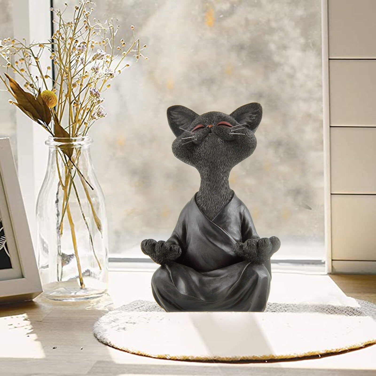 Mediterende Boeddha-Kattenfiguur