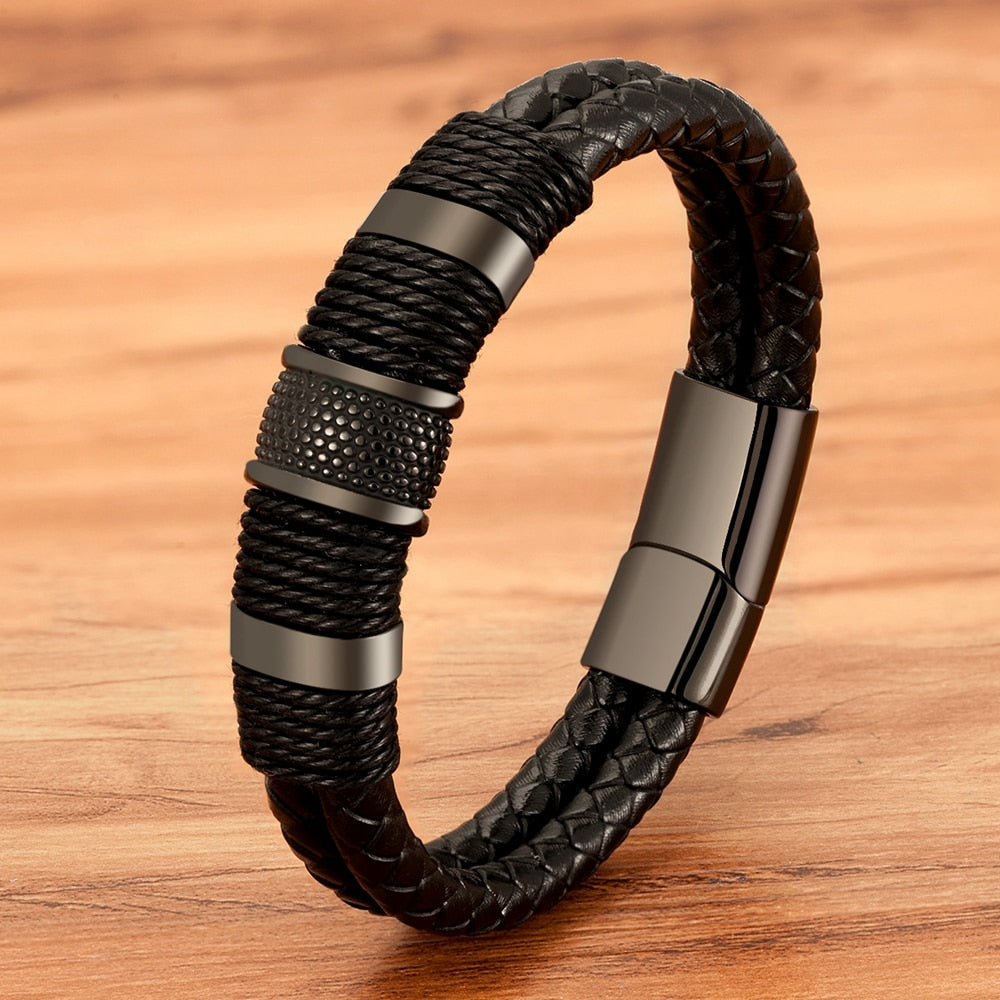 Armband in geweven leren stijl