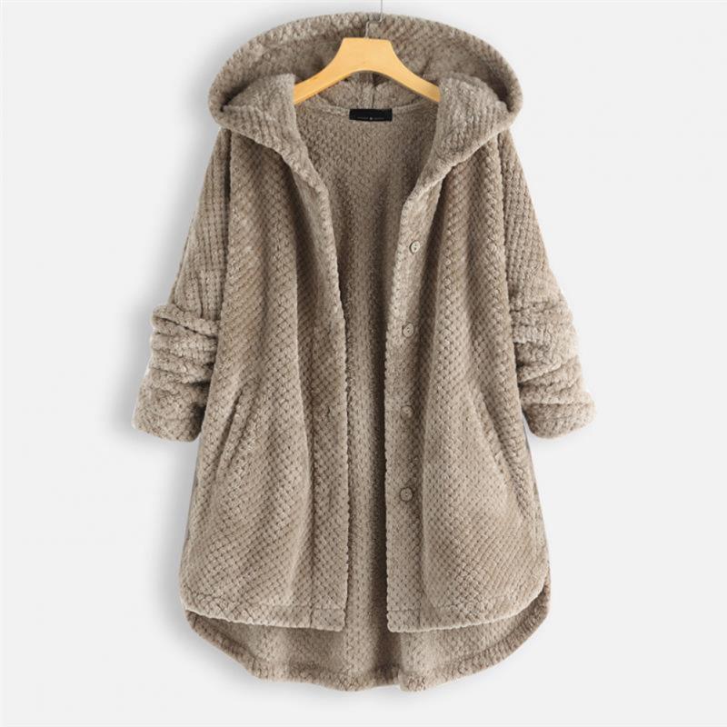 FleeceFinesse | Elegant gesneden fleecejas met capuchon, perfect voor elk figuur