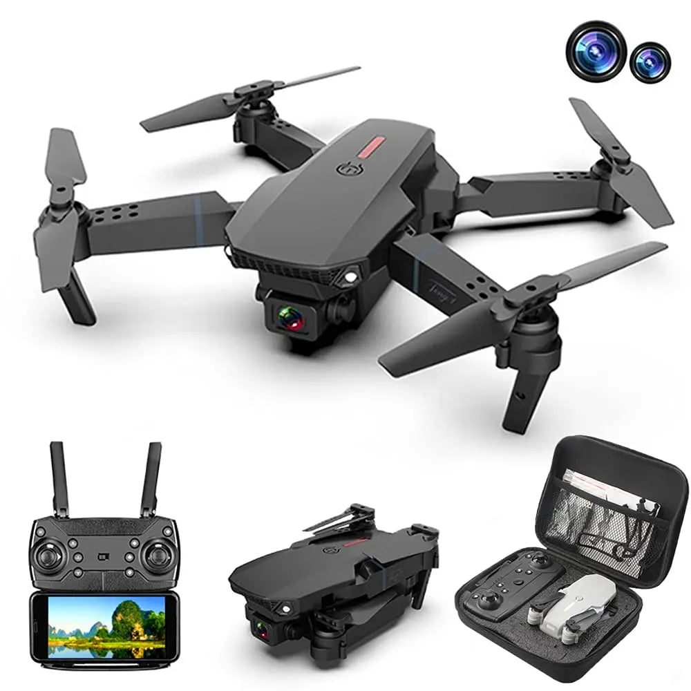 Skanto- E88 Pro Drone 4k HD Dubbele Camera RC VR 3D Lange Batterijduur Vliegroute FPV Mini Drone
