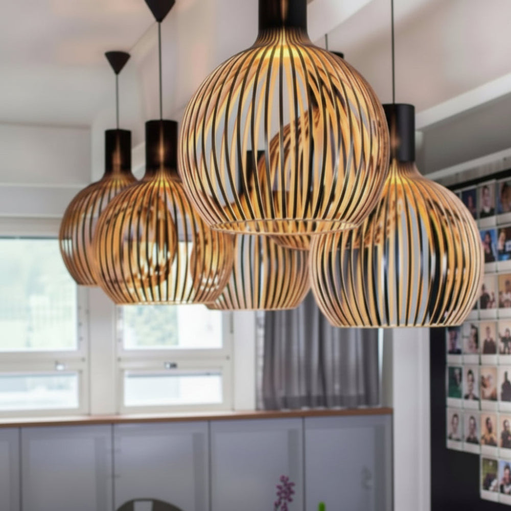 Retro Vogelkooi Hanglamp van Hout