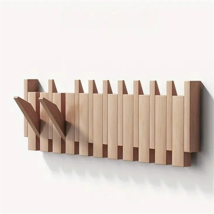 Eloria Piano-Stijl Houten Kapstok Met Vouwbare Haken