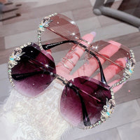 Rhinestone zonnebril zonder montuur