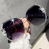 Rhinestone zonnebril zonder montuur