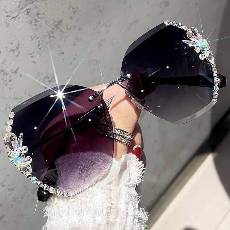 Rhinestone zonnebril zonder montuur