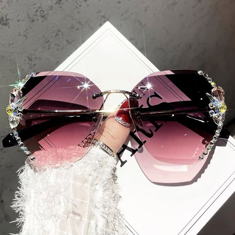 Rhinestone zonnebril zonder montuur